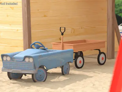 Old Vintage Pedal Car Blue 3D model