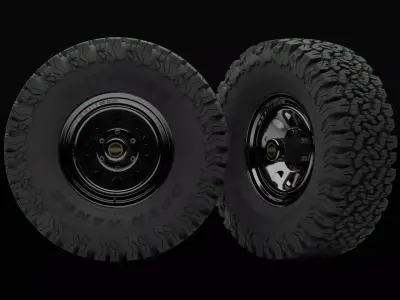 Pickup steel wheels with LODs Low-poly 3D model