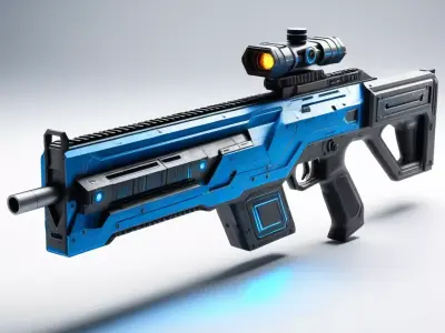 Futuristic Pulse Rifle with Blue Ammo Counter 3D model