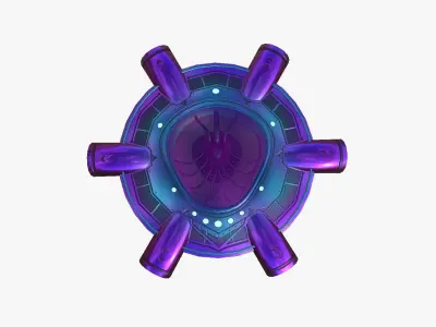 Alien Spaceship UFO J04 Purple Blue - Sci Fi Spacecraft Design Low-poly 3D model