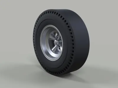 Rear wheel of old school dragster 3D model
