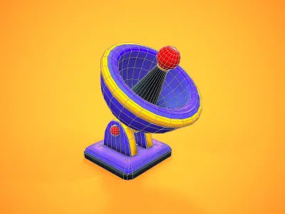 ANTENNA RADAR CARTOON STYLIZED Low-poly 3D model