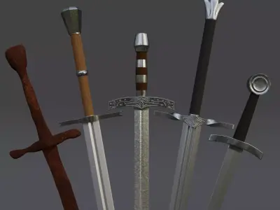Medieval Sword Pack Low-poly 3D model