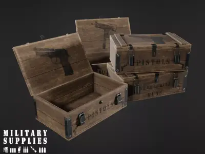 Military Supplies Pack - Small Gun Box Low-poly 3D model