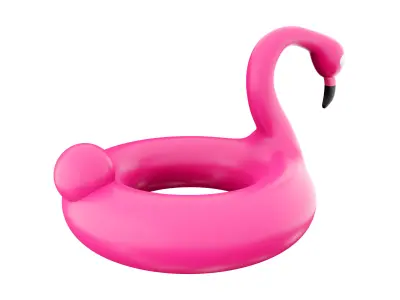 3d pink inflatable flamingo swimming pool ring 3D model