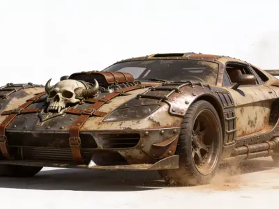 Post-Apocalyptic Raider Supercar Low-poly 3D model