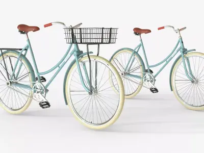Retro Step Through City Bicycle with Basket 3D model