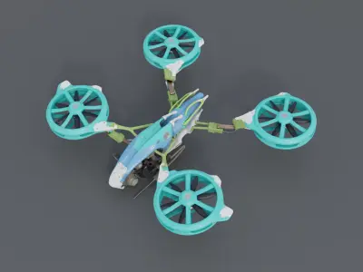 Futuristic quad copter drone Low-poly 3D model
