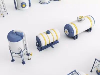 Industrial Storage Tanks and Silos Collection Low-poly 3D model
