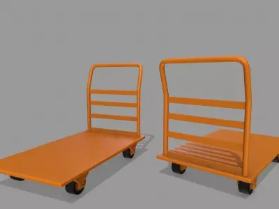 Trolley hand truck Low-poly 3D model 6