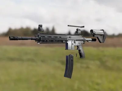 HK416D Assault Rifle Low-poly 3D model