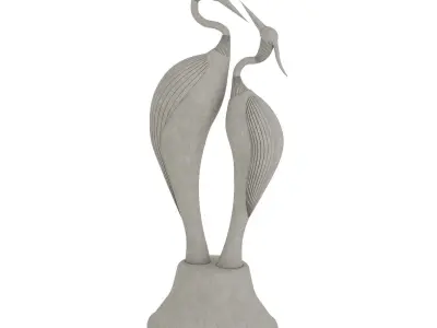 Bird statue Low-poly 3D model