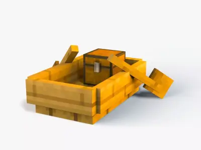 Minecraft Boat Rig Low-poly 3D model