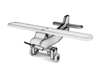 Wooden toy airplane 04 3D model