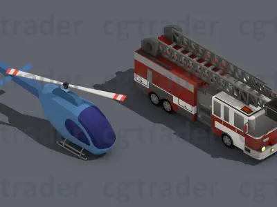 Low Poly Truck Pack 03 Isometric Low-poly 3D model