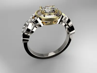 Diamond Halo Engagement Ring Vintage Style Ring 3D print model