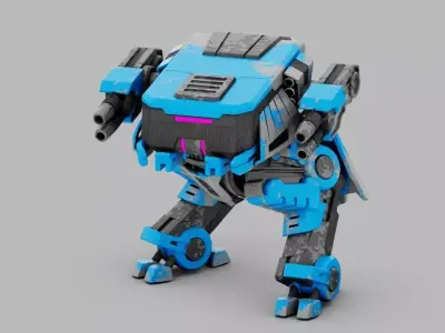 military robot  rigged character 3D model