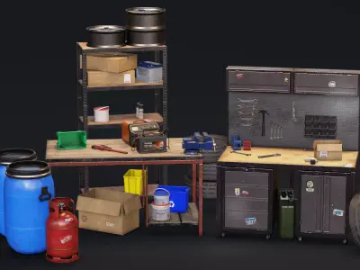 Garage Props Pack Low-poly 3D model purchase