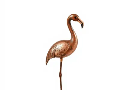 Elegant Metal Flamingo Sculpture Model Pack Low-poly 3D model