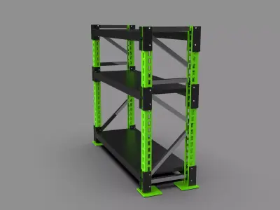 Industrial Metal Storage Rack Shelf Warehouse Heavy Duty Low-poly 3D model