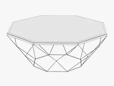 Geometric Antique Brass Coffee Table with Glass Top 3D model