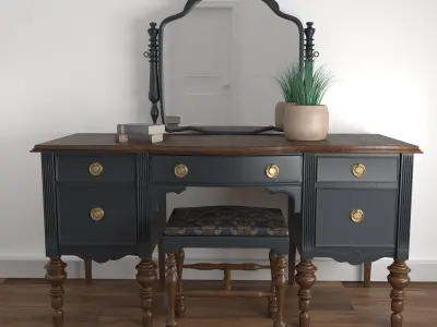 Vintage Buffet and MakeUp Desk Set 3D model