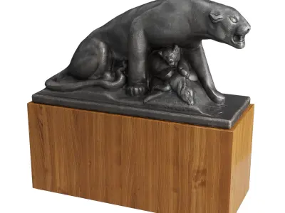 Lying panther sculpture 3D model