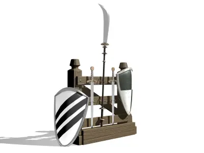 The weapons on the racks Low-poly 3D model