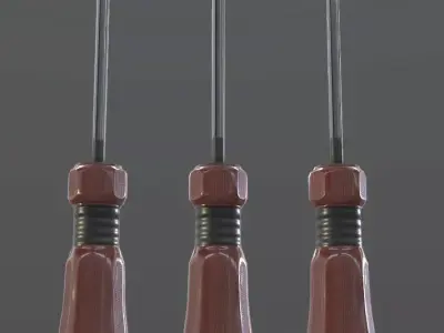 Screwdriver Set three screwdrivers Low-poly 3D model