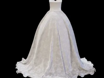 Wedding Dress Marvelous Designer 3D model