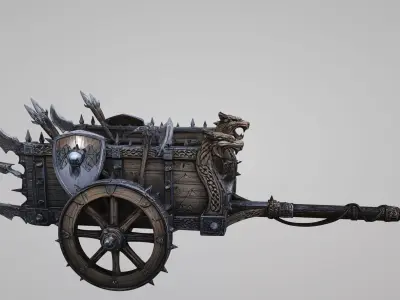 Medieval Viking horse-drawn chariot 3D model Low-poly 3D model purchase