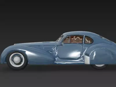 The Azure Streamliner Realistic Vintage Coupe 3D Model Low-poly 3D model