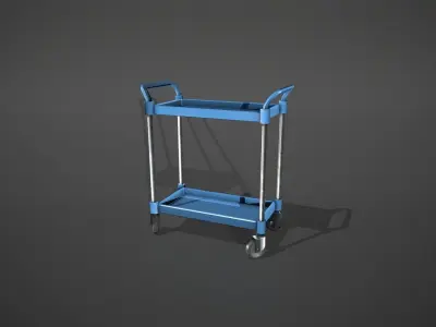 Blue Service Cart Low-poly 3D model