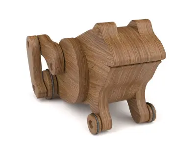 Wooden toy frog 3D model