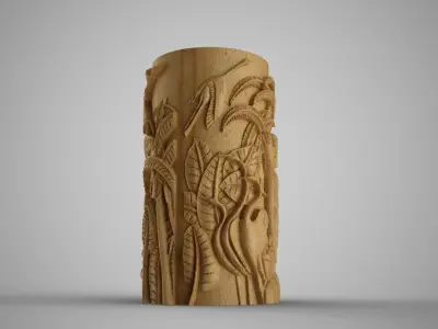 Hieroglyphic relief Cylinder Box 3D print model