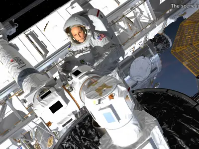 Astronaut Suit with Male Figure Rigged for Cinema 4D 3D model