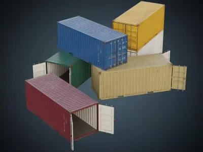 Cargo Container 6B Low-poly 3D model