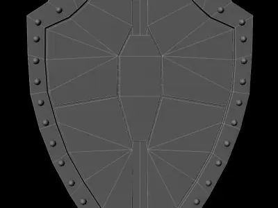 Metal Shield for games and animation Low-poly 3D model