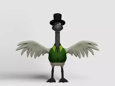 Goose in hat Free low-poly 3D model