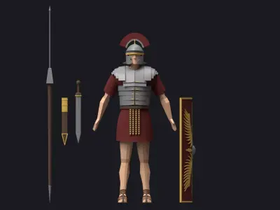 Roman Legionary Cartoon Low-poly 3D model