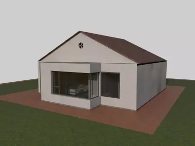 Modern House with Interior Low-poly 3D model