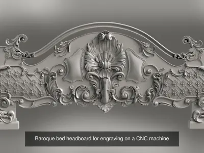 Baroque bed headboard for engraving on a CNC machine 3D Model Pack