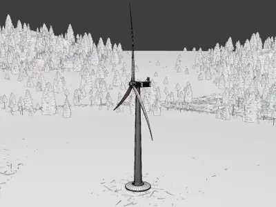 Wind-turbine with foundation V1 H-115 RD 172 m Low-poly 3D model