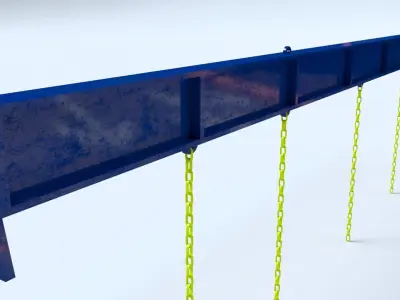 Lifting Beam or Spreader with chains for Cranes Low-poly 3D model