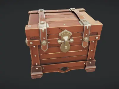 antique wooden treasure chest 3D model