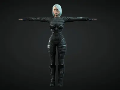 Futuristic Woman  Low-poly 3D model
