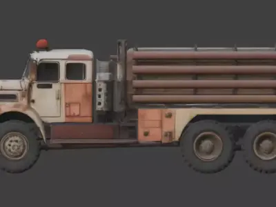 Rusted Apocalypse Industrial 6x6 Utility Truck 3D Model Low-poly 3D model