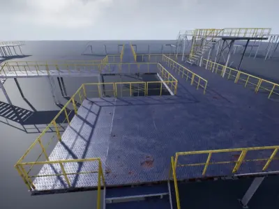 Modular industrial platform UE4 Low-poly 3D model