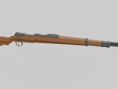 kar98k 3d model low poly wooden rifle Low-poly 3D model