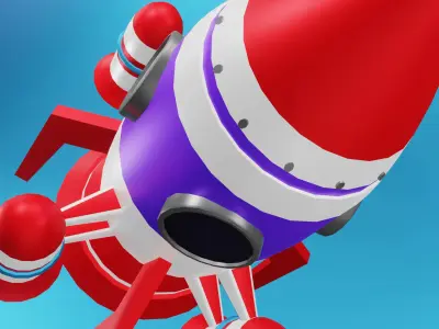 Cartoon Rocket spaceship PBR Textures 3D model